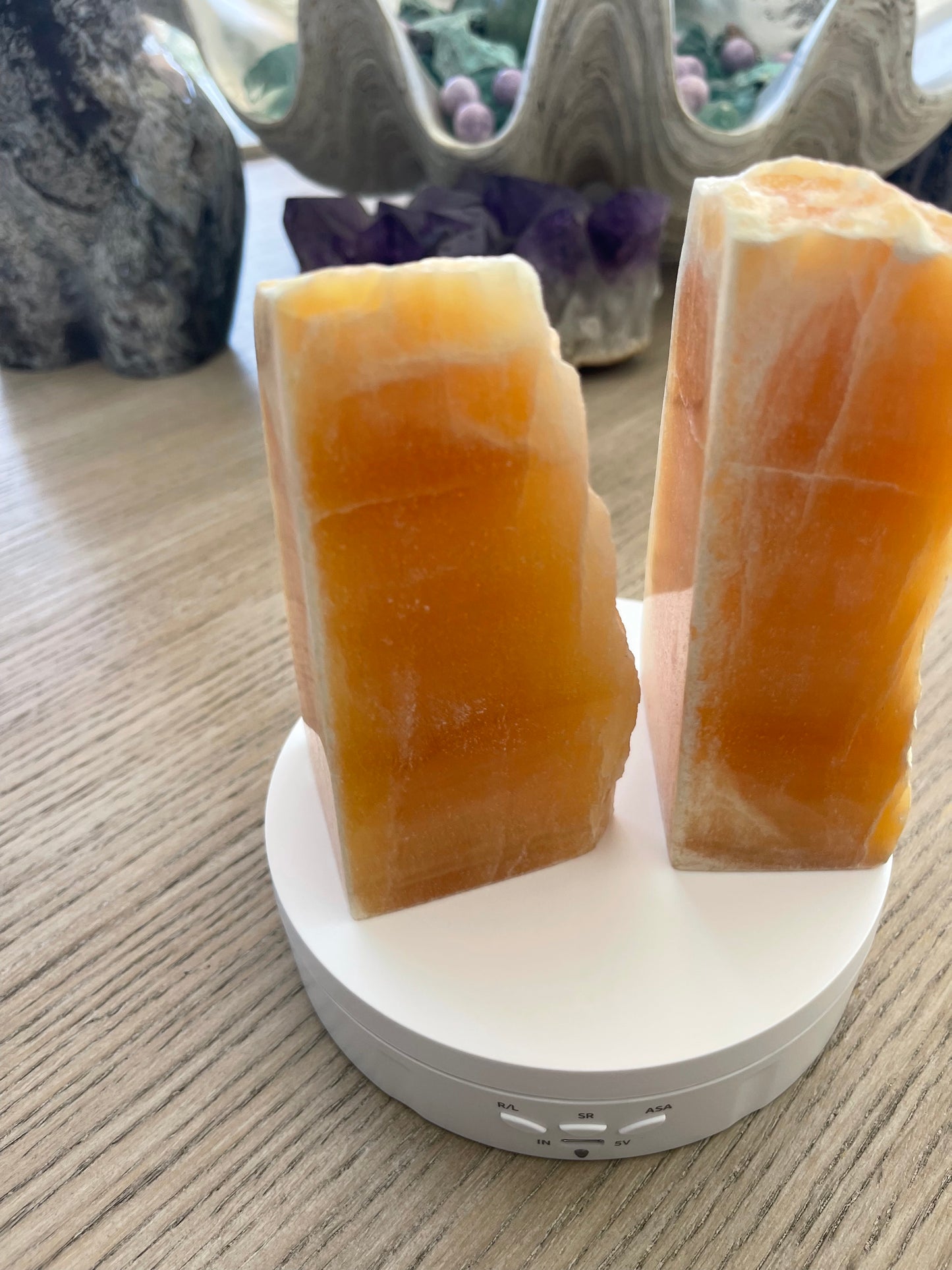 Orange Calcite Bookends - Set of Two