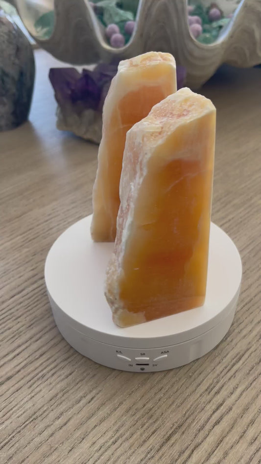 Orange Calcite Bookends - Set of Two